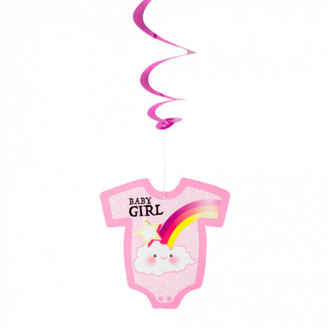 decoratieswirls Baby girl meisjes 60 cm PVC/papier roze