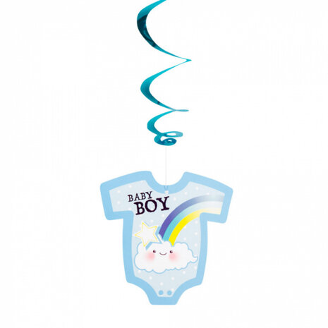 decoratieswirls Baby boy jongens 60 cm PVC/papier blauw