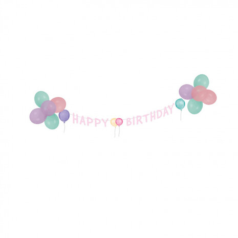 decoratieset Happy Birthday papier/latex pastel