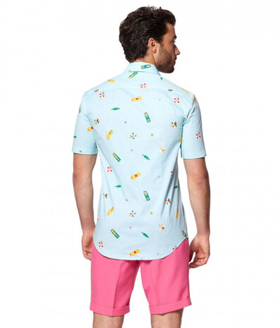 overhemd Pool Life heren polyester lichtblauw mt XS