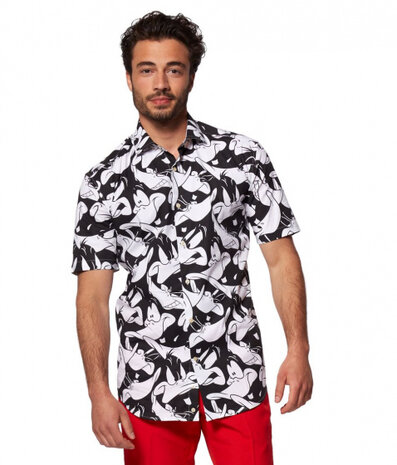overhemd Daffy Duck heren polyester zwart/wit mt XXL