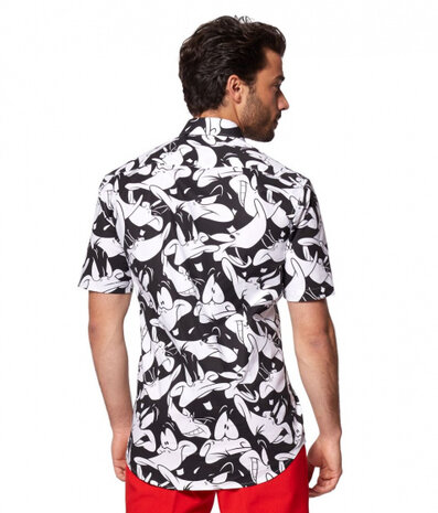 overhemd Daffy Duck heren polyester zwart/wit mt XXL