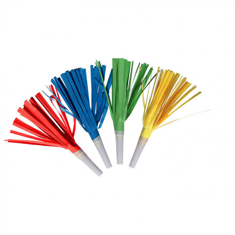 feestfluitjes roltong 16 cm papier 4 stuks