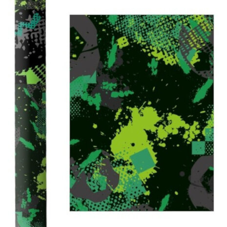 cadeau/kaftpapier Riff 70 x 200 cm zwart/groen