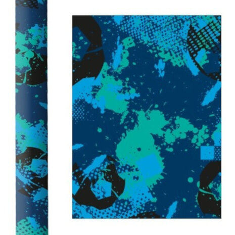 cadeau/kaftpapier Riff 70 x 200 cm zwart/blauw