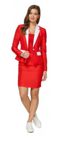 verkleedpak Kerstvrouw dames polyester rood/wit mt XL