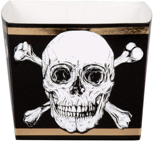 bakjes doodshoofd 40 cl karton zwart/wit 6 stuks