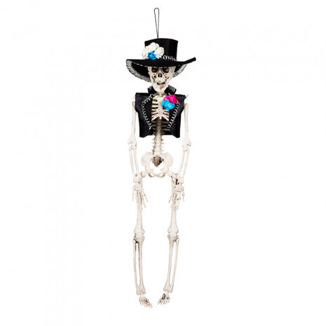 hangdecoratie El Flaco 30 cm polyester wit/zwart