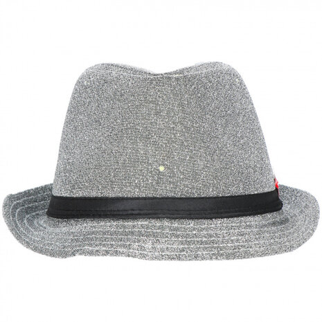 hoed Trilby Happy New Year lurex zilver/zwart one-size