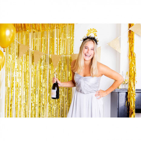 tiara Happy New Year dames zwart/goud