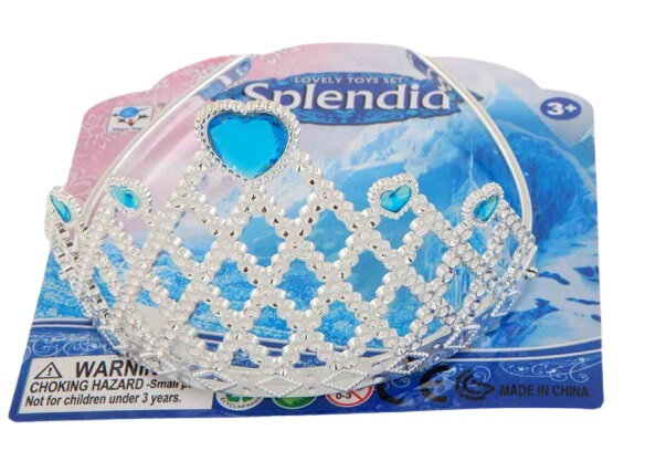 prinsessenkroon hartjes meisjes 15,5 cm zilver/blauw