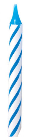 verjaardagskaars met muziek 12 cm wax blauw/wit
