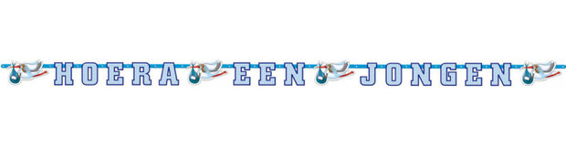 slinger Hoera een Jongen 2,7 m karton blauw