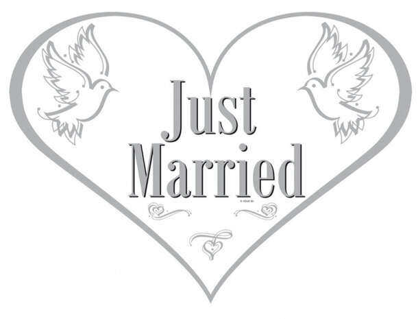 deurbord Just Married 35 x 48 cm karton wit/zilver