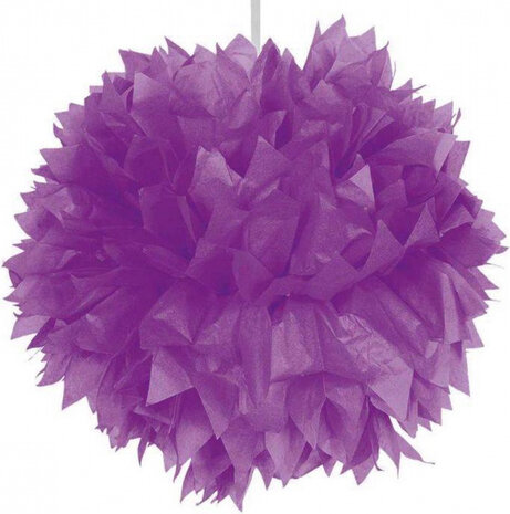 pompon 30 cm cr&ecirc;pepapier paars
