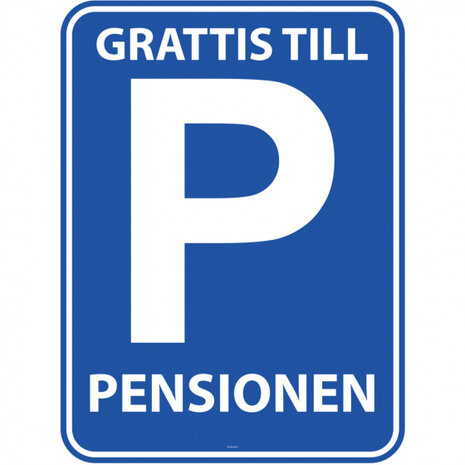 deurbord pensioen 47 cm karton blauw/wit