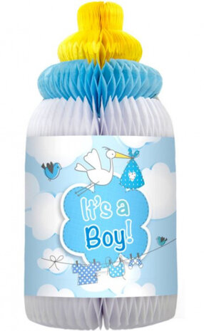honeycomb babyfles 28 cm papier blauw/wit