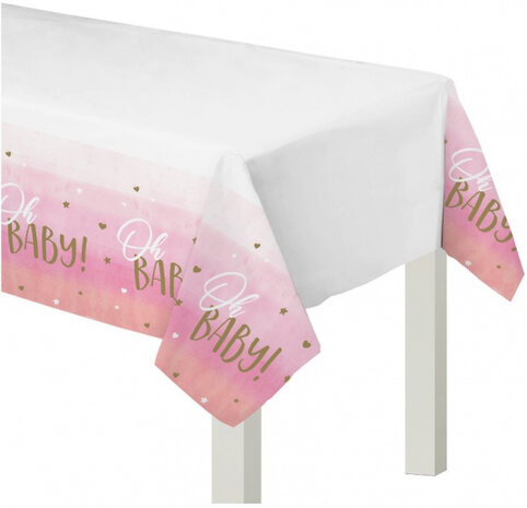 tafelkleed oh baby 137 x 259 cm wit/roze