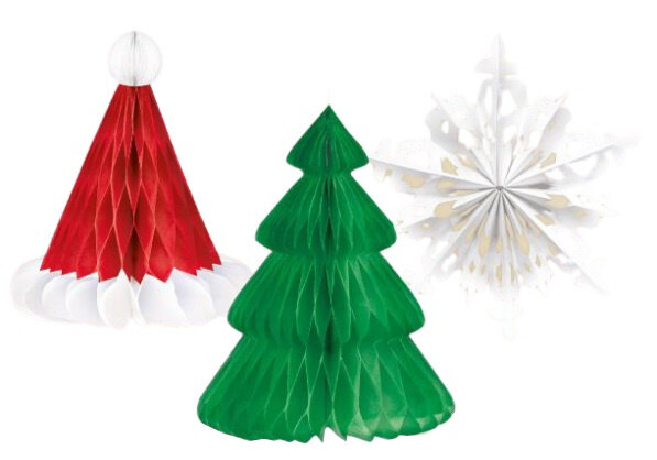 honeycomb kerst 35,5 cm papier 3 stuks