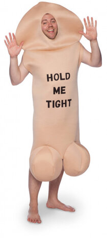 verkleedpak Penis heren foam beige one-size