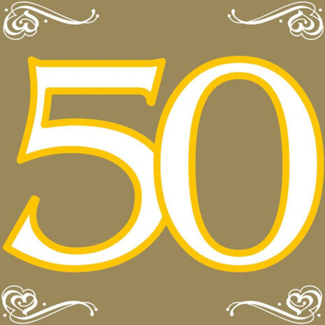 servetten 50 jaar 33 cm goud 20 stuks