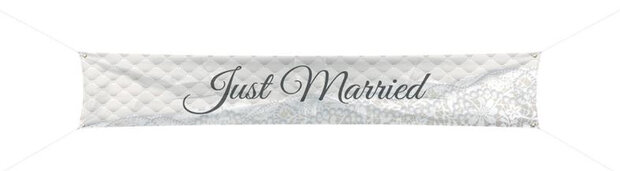 spandoek Just Married 300 x 60 cm polyester zilver