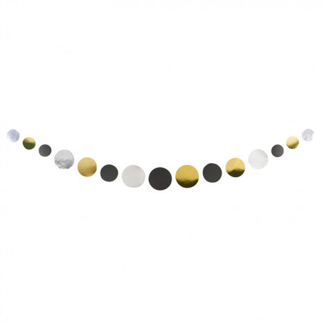 garland Golden Wishes 170 cm papier goud/zilver/zwart