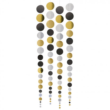 decoratieslinger Golden Wishes 130 cm papier goud/zilver