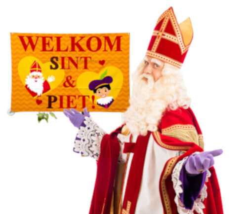 raamvlag Sint &amp; Piet 90 x 60 cm polyester oranje