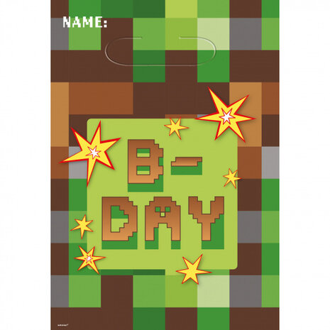 feestzakjes Minecraft TNT Party 24 x 16,5 cm bruin 8 stuks