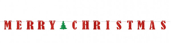 slinger Merry Christmas 26,5 cm papier rood/groen