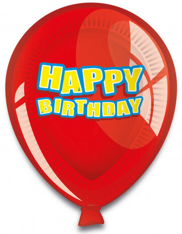 ballonnen Happy Birthday 23 cm karton 6 stuks