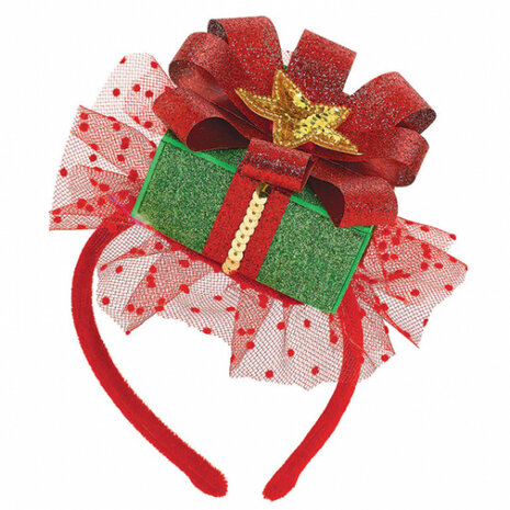 diadeem Kerstcadeautje vilt groen/rood one-size