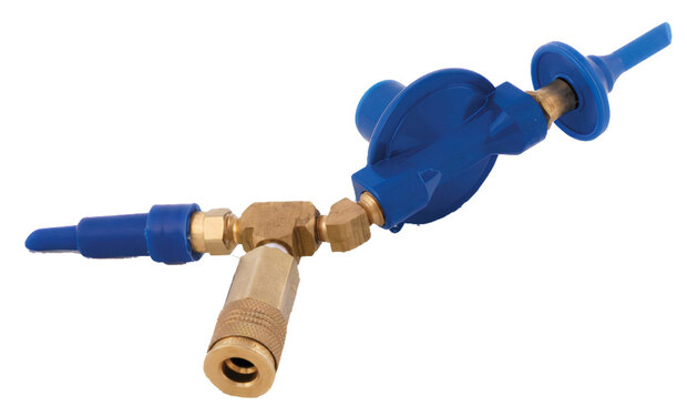 drukventiel met manometer staal goud/blauw