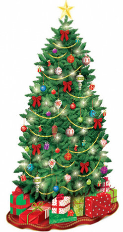 muurdecoratie Kerstboom 165 cm rood/groen