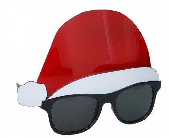 kerstbril muts 18 x 15 x 15 cm rood/zwart/wit