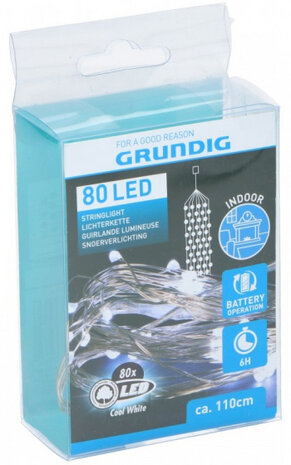 kerstverlichting led 1,1 meter rubber 80 led wit