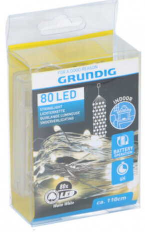 kerstverlichting led 1,1 meter rubber 80 led geel