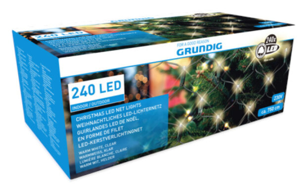 kerstverlichting led 2,5 x 1 meter geel 240 stuks