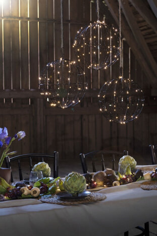 kersthanger bol led 30 cm staal zwart