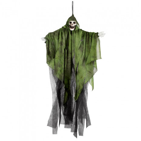 hangdecoratie schedelspook 65 cm polyester zwart/groen