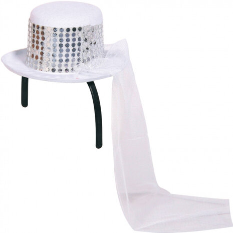 hoed Bruid met sluier 19 cm polyester wit