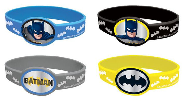 armbanden Batman blauw/zwart/zilver/geel 4 stuks