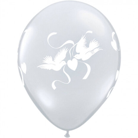 ballonnen Liefdes Duiven 28 cm latex transparant 25 stuks