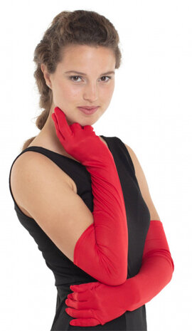 handschoenen opera 50 cm dames polyester rood