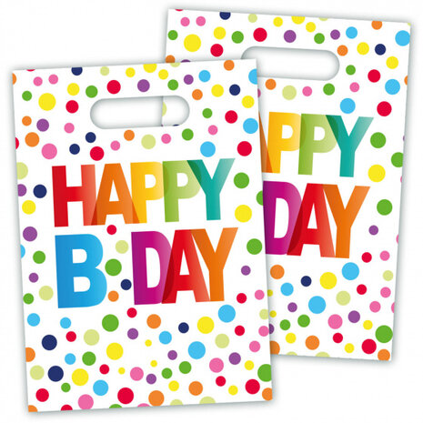 uitdeelzakjes &quot;Happy B Day&quot; 23 x 16,5 cm 8 stuks