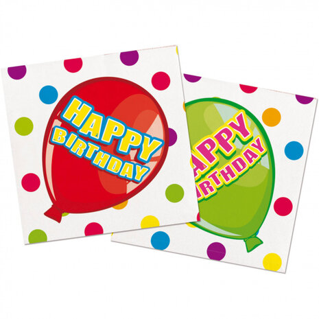 servetten Happy Birthday 33 x 33 cm papier 16 stuks