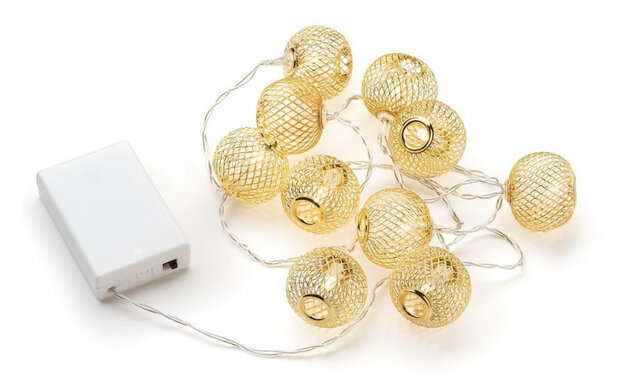 lichtsnoer ballen led 90 cm staal goud