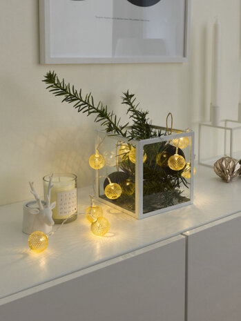 lichtsnoer ballen led 90 cm staal goud