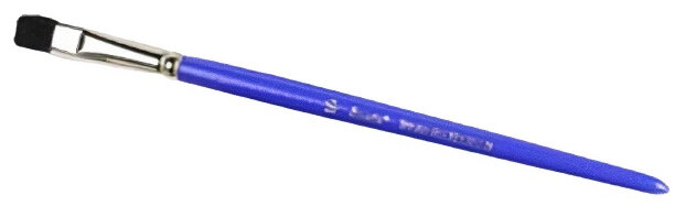 penseel plat runderhaar/hout blauw maat 10